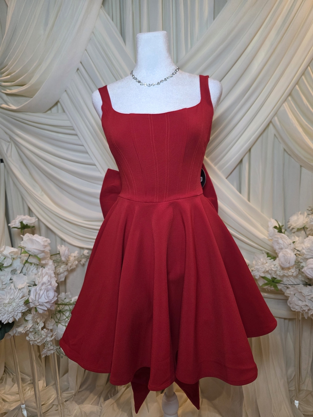 Elegant Red Fit-and-Flare Dress